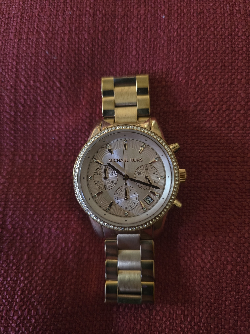 Michael Kors Gold-Tone Crystal Accent Bracelet Watch